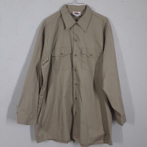 Vintage Dickies Shirt Mens XL 17 17-1/2 Beige Button Up Long Sleeve 32/33 USA